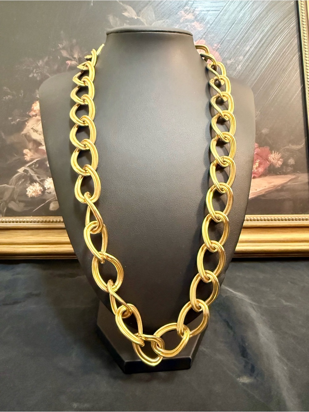 Vintage Signed Monet Gold-Tone Link Statment Necklace